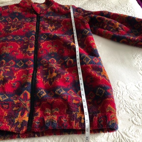 Vintage Irving Nadler fleece jacket - size 11/12 - red blue pattern lined coat - Picture 13 of 14